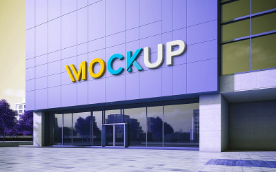 Realistic logo mockup building sign