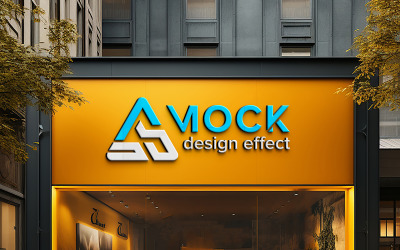 Реалистичный макет логотипа, шаблон вывески здания