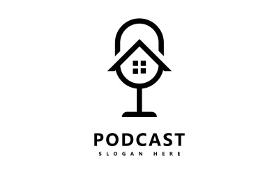 Simboli del microfono del modello vettoriale di design dell&amp;#39;icona del logo Podcast V1