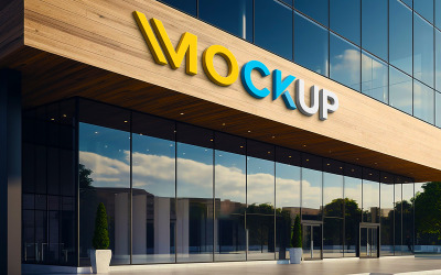 Unique shop building facade logo mockup perspective style psd
