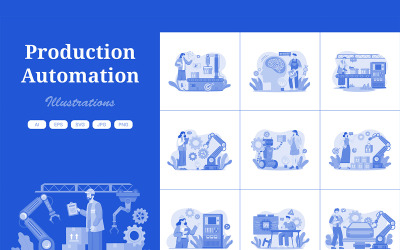 M684_ Pacchetto illustrazioni per l&amp;#39;automazione della produzione