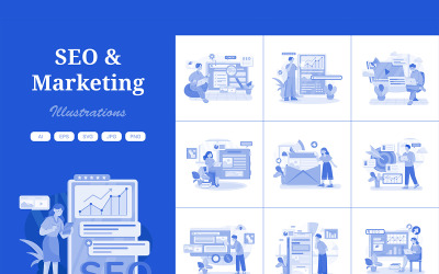 M692_ Pack d&amp;#39;illustrations SEO et marketing
