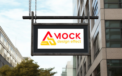 Mockup sign store city psd