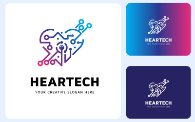 Modèle de conception de logo Heart Tech