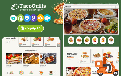 TacoGrills - Burger, Pizza ve FastFood Mağazaları için Shopify Teması