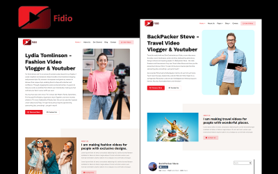 Fidio - youtuber, tvůrce videí, editor videa, šablona Elementor pro WordPress