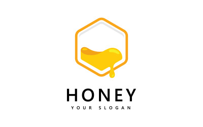 Honigwabe-Logo-Symbol, Bienen-Vektordesign V2