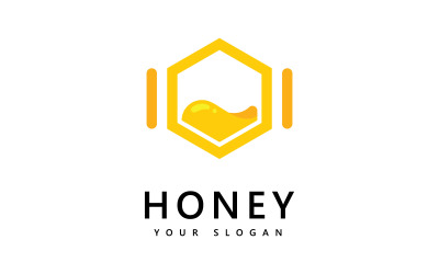 Ikona logo grzebienia miodu, projekt wektora pszczół V7