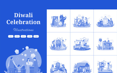 M661_ Illustrationspaket 1 zur Diwali-Feier