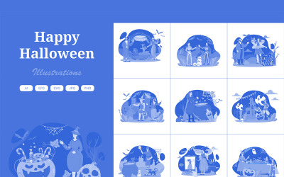 M663_ Pakiet ilustracji Wesołego Halloween 1