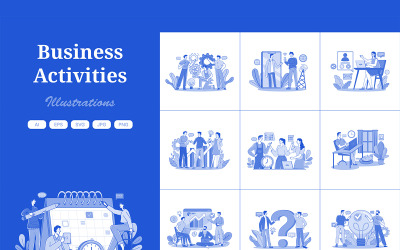 M674_ Paquete de ilustraciones de actividades comerciales