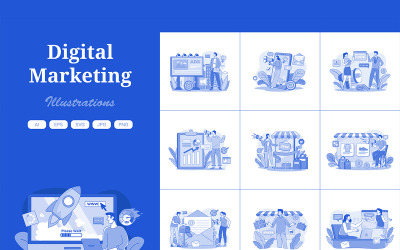 M675_ Illustrationspaket för digital marknadsföring