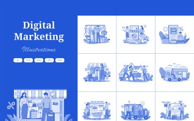 M676_ Online Shopping Illustration Pack