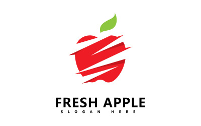Apfelfrucht-Logo, frisches Obst, Vektorillustration V1