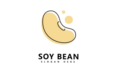 Design de vetor de comida saudável com logotipo de soja V4