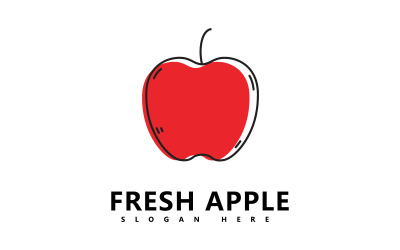 Ilustración de vector de fruta fresca de logotipo de fruta de manzana V4