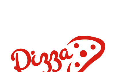 Kreativ röd skiva ostpizza. Logotyp vektor designsymbol