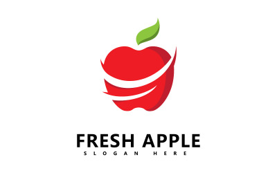 Logo owoców jabłoni, ilustracja wektora świeżych owoców V2