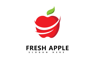 Logotipo de fruta de manzana ilustración de vector de fruta fresca V2