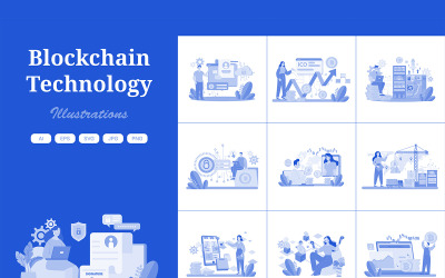 M654_ Pakiet ilustracji Blockchain 1