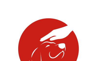 Plantilla de logotipo de perro de amor de mano humana