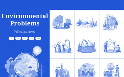 M622_ Pacchetto illustrazioni problemi ambientali 3