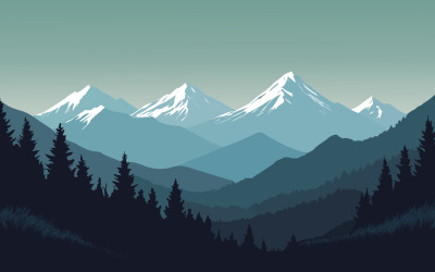 Вид на горы - Иллюстрация
