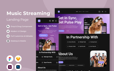 Pulse Play – цільова сторінка потокового передавання музики V2