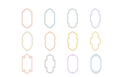 Conjunto de linhas duplas de design de moldura vertical islâmica 12 - 15