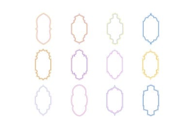 Conjunto de linhas duplas de design de moldura vertical islâmica 12 - 16