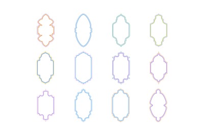 Conjunto de linhas duplas de design de moldura vertical islâmica 12 - 3