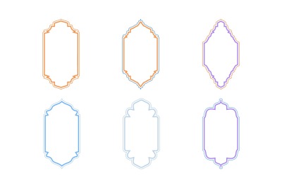 Conjunto de linhas duplas de design de moldura vertical islâmica 6 - 5