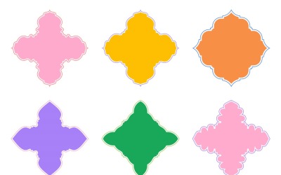 Glifo de diseño de emblema islámico con contorno Conjunto 6 - 2