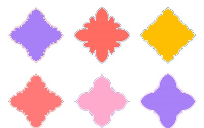 Glifo de diseño de emblema islámico con contorno Conjunto 6 - 6