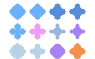 Glifo de diseño de emblema islámico con contorno Conjunto 12 - 15