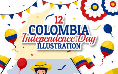 12 Kolombiya Bağımsızlık Günü İllüstrasyonu