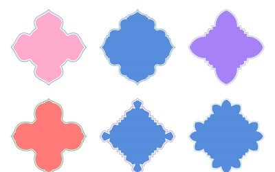 Glifo de design de emblema islâmico com contorno Conjunto 6 - 34
