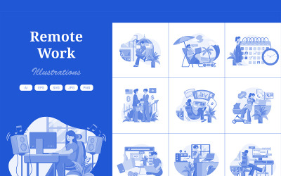 M557_ Pacchetto illustrazioni lavoro remoto 3