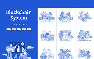 M503_ Pacote de ilustração da tecnologia Blockchain 3