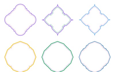 Conjunto de linhas duplas de design de emblema islâmico 6 - 17