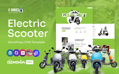 E-Bike - Elektrisch voertuig en laadstation Multifunctioneel WordPress Elementor-thema