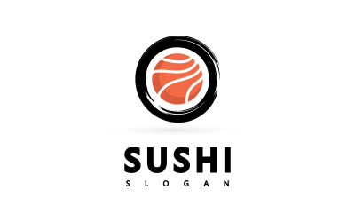 Логотип Icon Vector Icon Bar или магазин, суши, ролл с лососем Онигири, изолированный современный объект V3