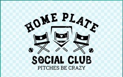Home Plate Social Club SVG/PNG, Baseball Mom &amp;amp; Mama szublimáció, Pitches Be Crazy Softball