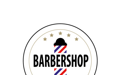 Logo sklepu fryzjerskiego, etykiety i baner