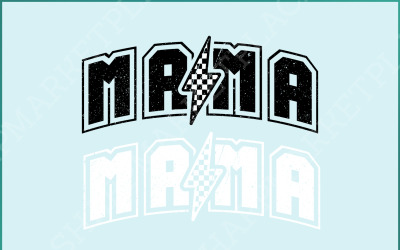 Mama Lightning Bolt SVG/PNG, Game Day Retro Mother&#039;s Day Gift Shirt Design, Mom SVG, Sublimation