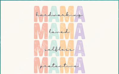 Mother&#039;s Day Sublimation PNG, Trendy Mom Quote Design, Hardworking Protective Retro Mama