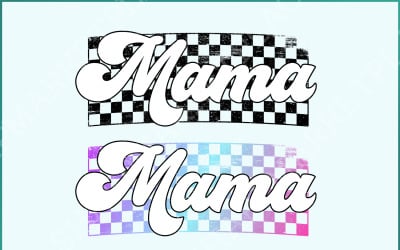 Retro Checkered Mama PNG, Trendy T-Shirt Design, Distressed Mama Sublimation, Mother&#039;s Day Gift