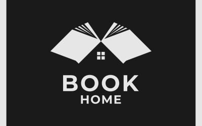 Logo biblioteki książkowej na dachu domu