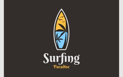 Sörf Tahtası Sörf Sörf Plajı Logosu