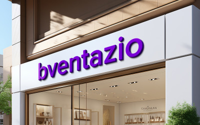 Fassadenschild 3D Frontlogo Mockup modernes Fassadenchromschild
